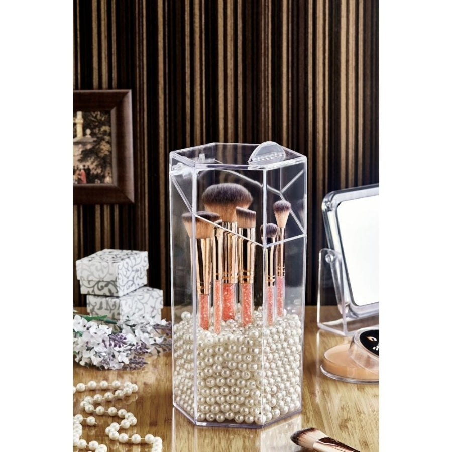 Box Up Multi-Compartment Makeup Brush Organizer with Lid
