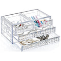 Box Up Diamond 4-Drawer Makeup Organizer for Clear Storage