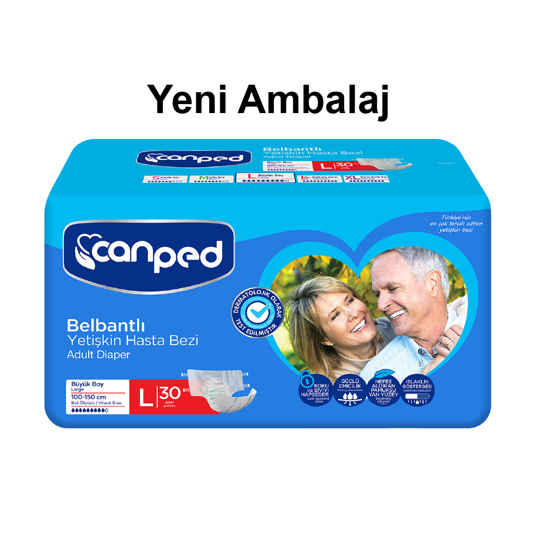 Canped Large Adult Diapers with Textile Surface 30 Count