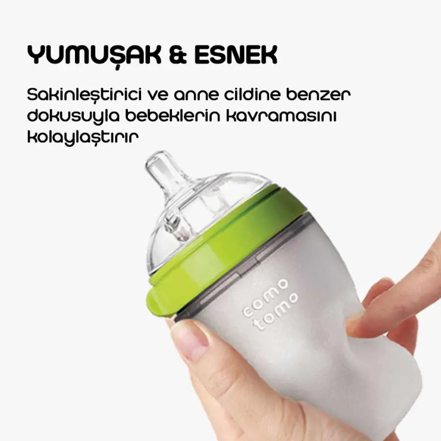 Comotomo Anti-Colic Silicone Baby Bottle Medium Flow Green 250 ml