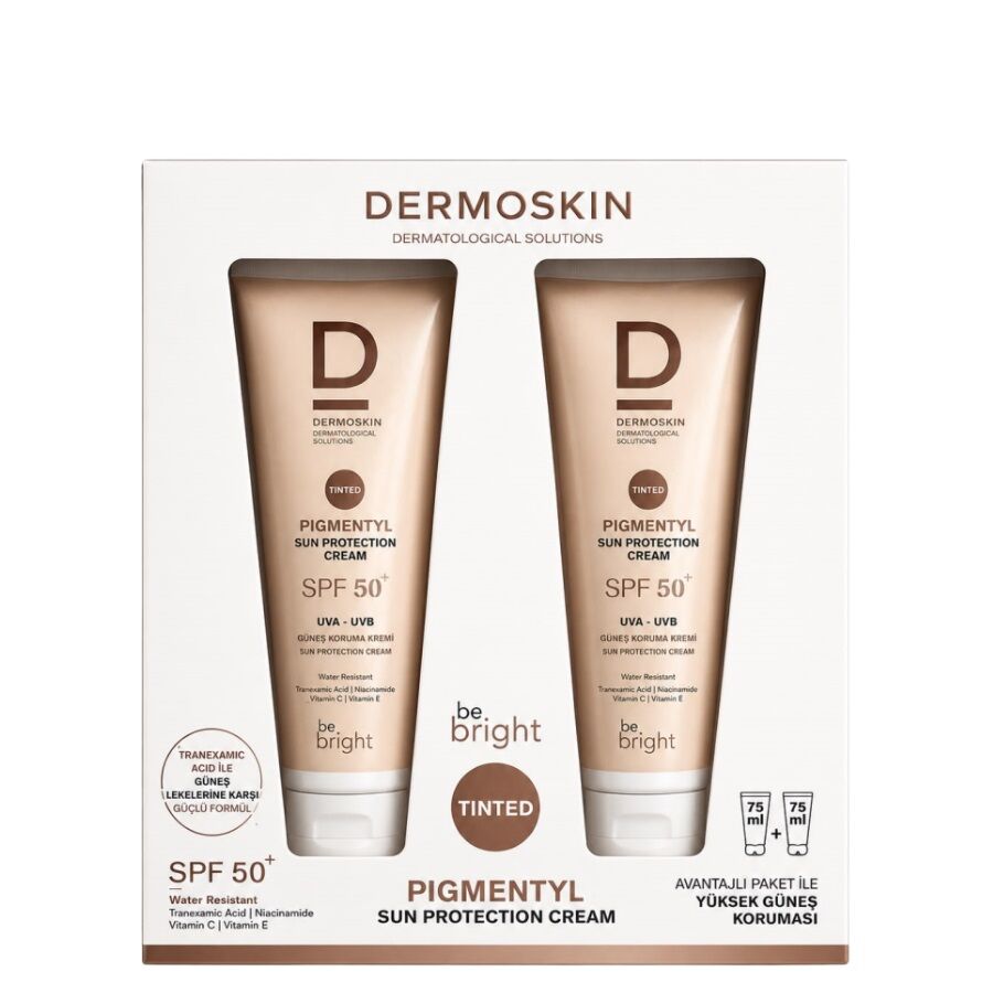 Dermoskin BE Bright Tinted Sunscreen SPF50 Even Tone 75ml 2-Pack