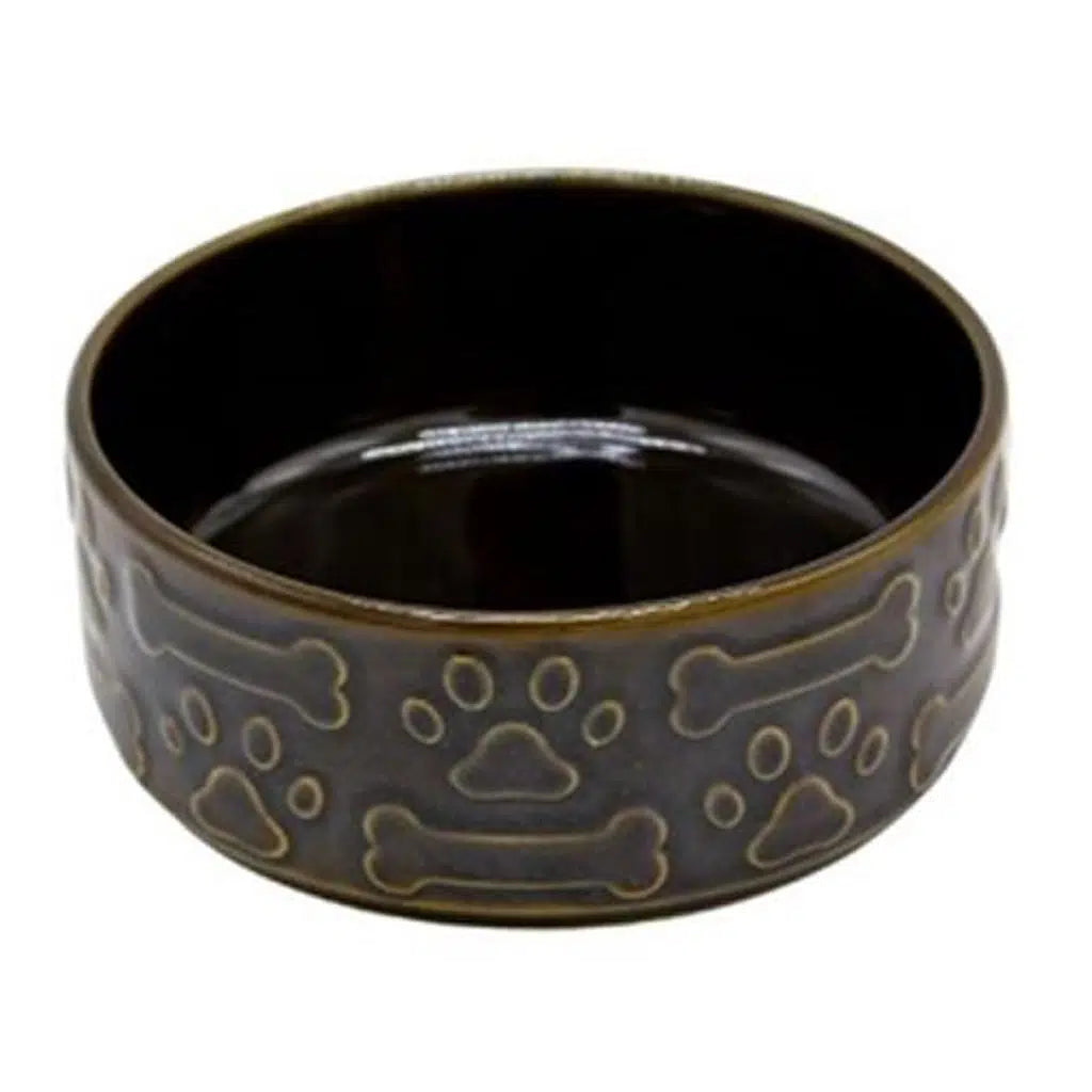 M-Pets Design Ceramic Food and Water Bowl Green 14cm