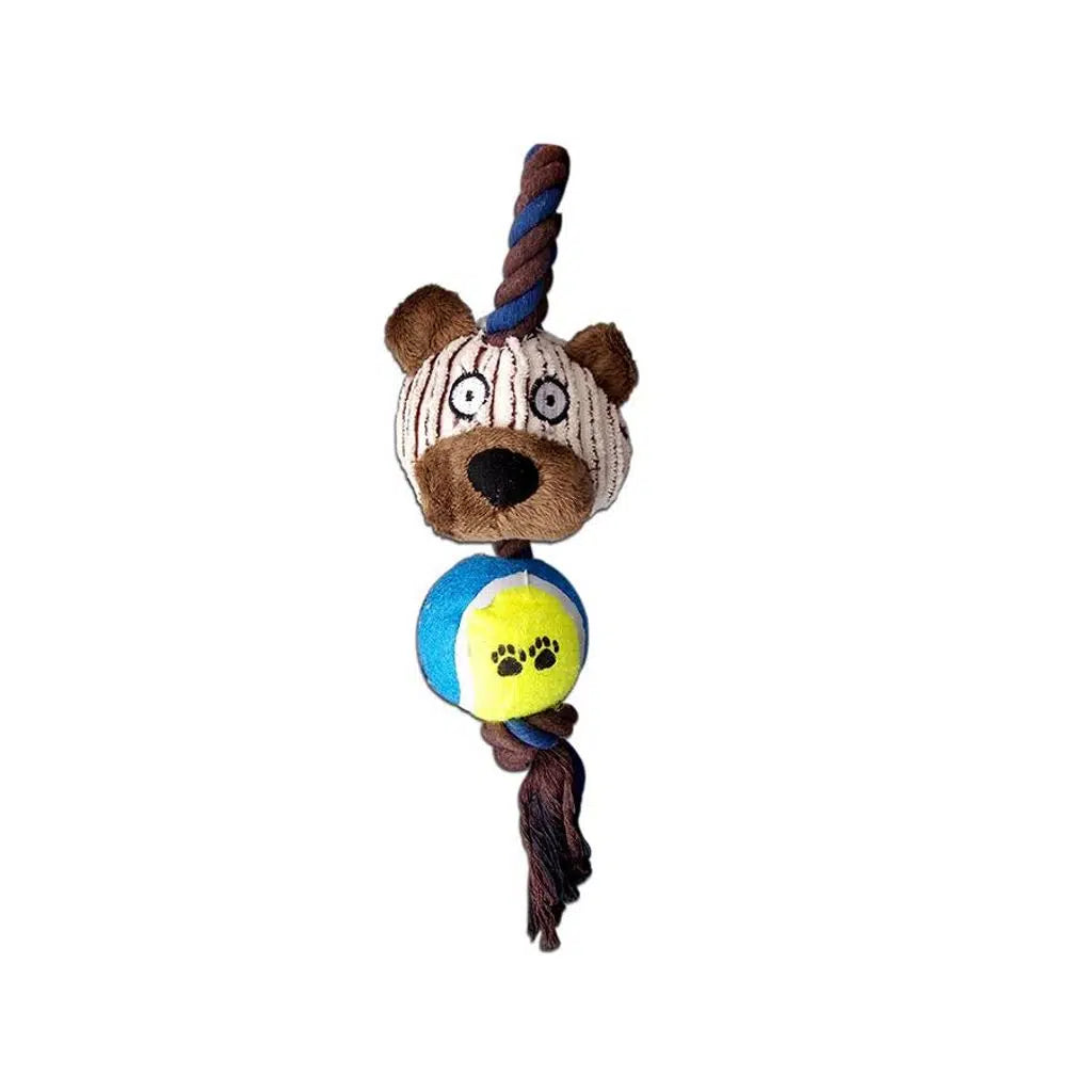 Eastland Bear and Tennis Ball Stress Rope Dog Toy 35x12 cm