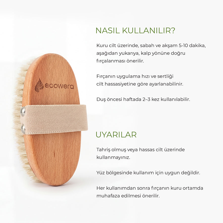 Ecowera Natural Horse Hair Body Brush for Smooth Skin