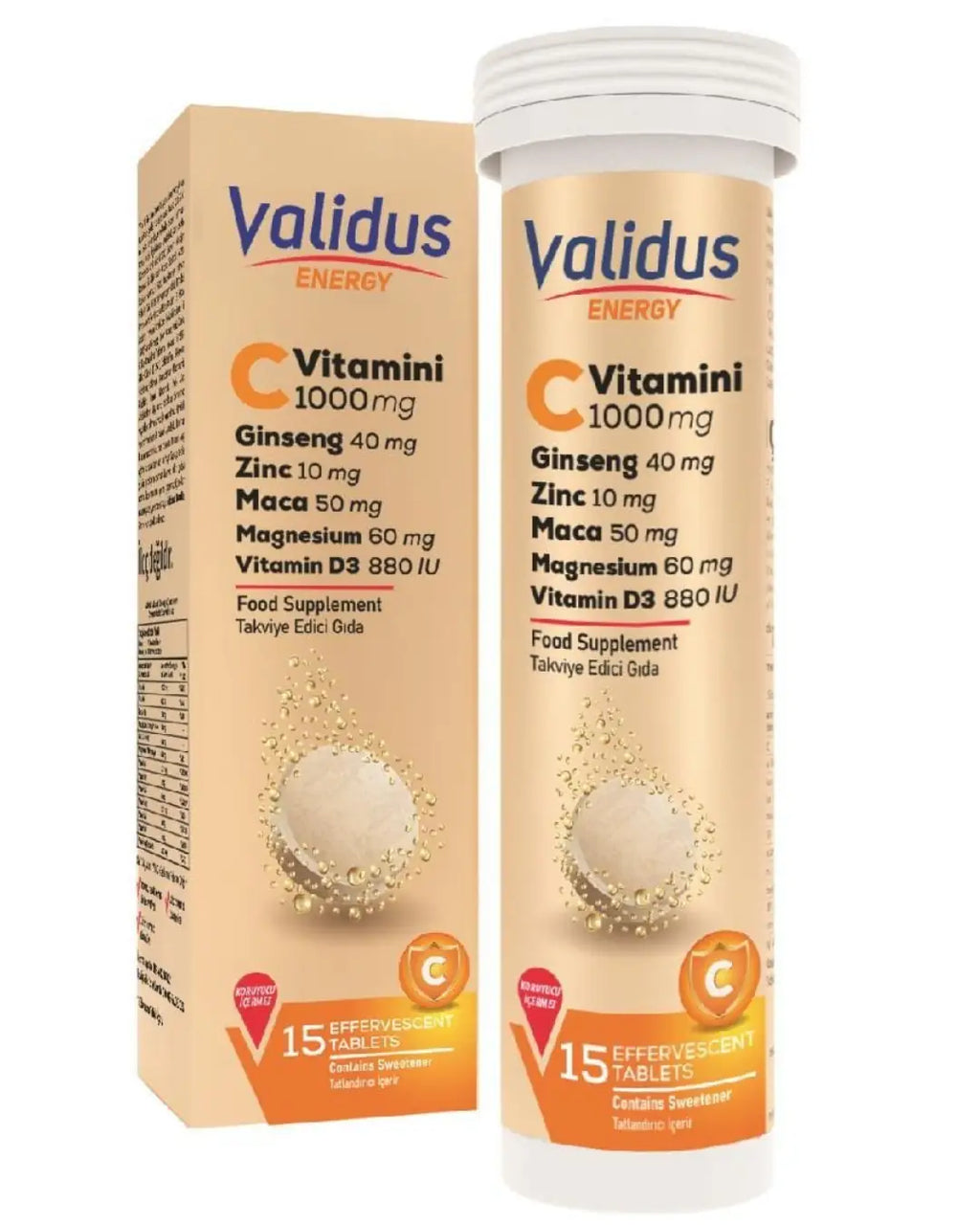 Validus Energy Vitamin C 1000 mg with Ginseng & Zinc 15 Tablets