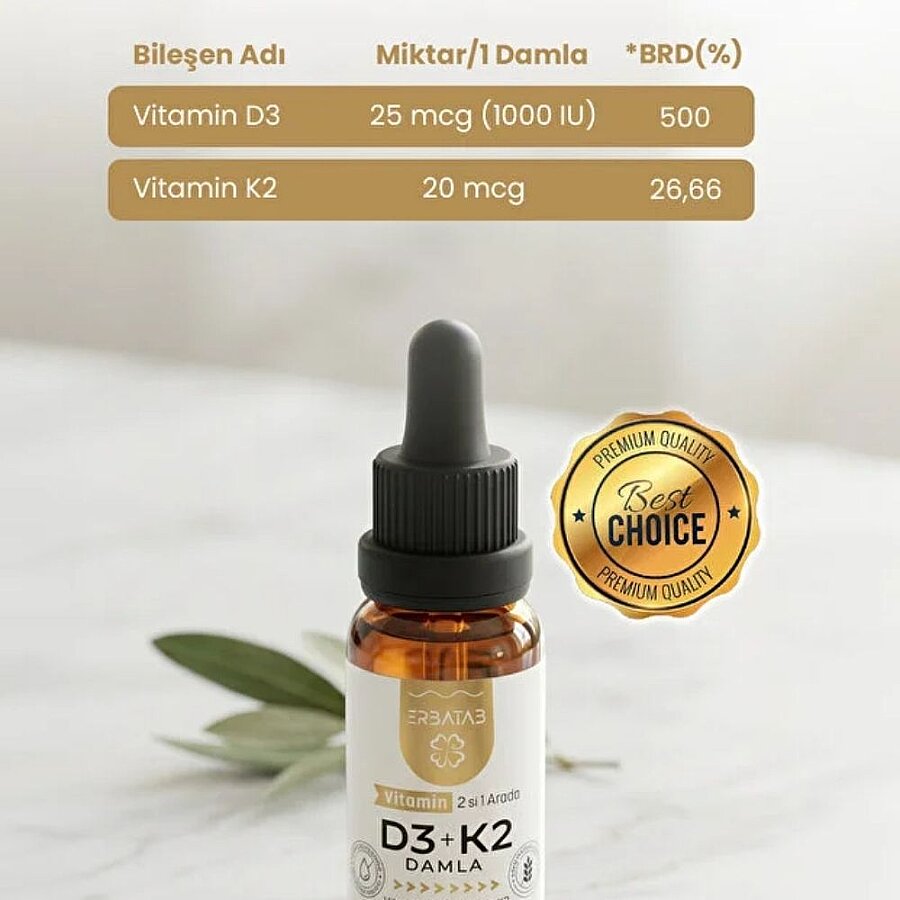 Erbatab Vitamin D3 K2 2-in-1 Liquid Drops 20ml