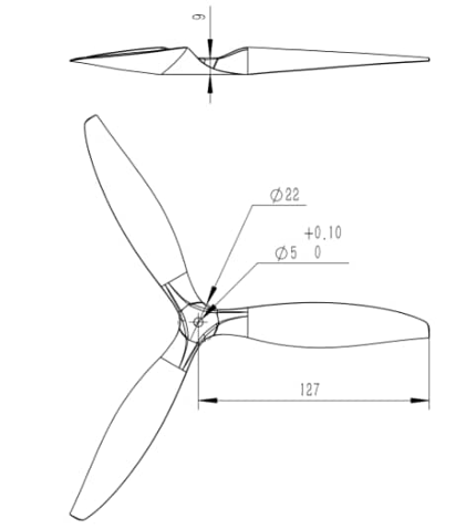 Demon Power Systems 1060 3 blade Carbon Fiber Propeller 10x6x3