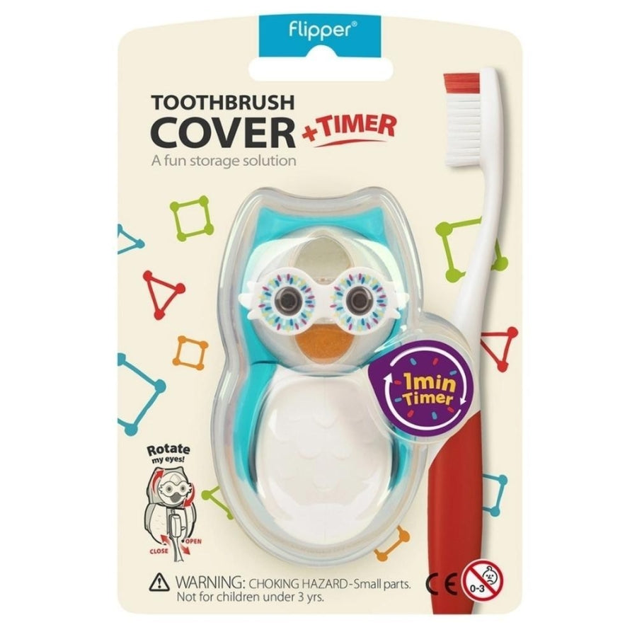 Flipper Swimsafe Blue Owl Toothbrush Cover with Sand Timer 1 Count