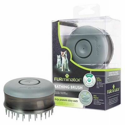 Furminator Pet Bath Brush with Shampoo Dispenser for Cats and Dogs
