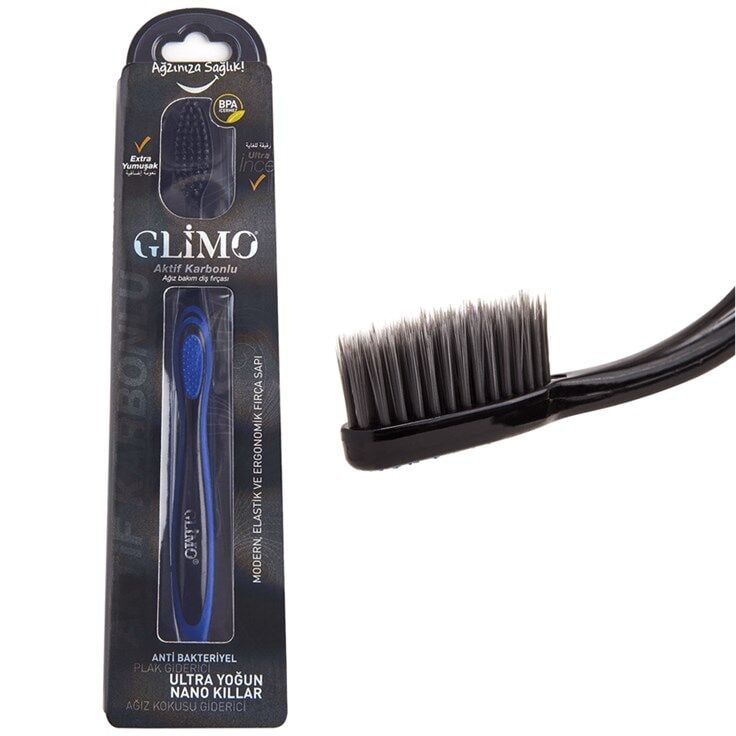 Glimo Activated Charcoal Toothbrush for Deep Cleaning 1 Count