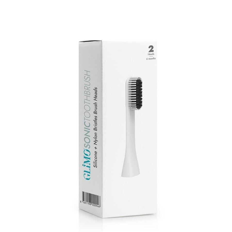 Glimo Sonic Shead White Replacement Brush Heads 2 Count