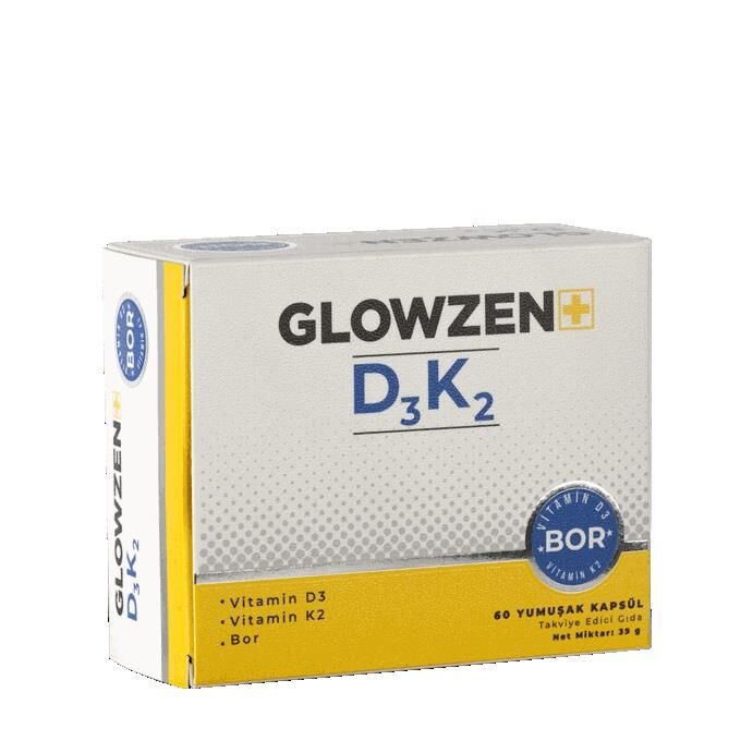 Glowzen+ D3 K2 Bor Vitamin Support Capsules 60 Count