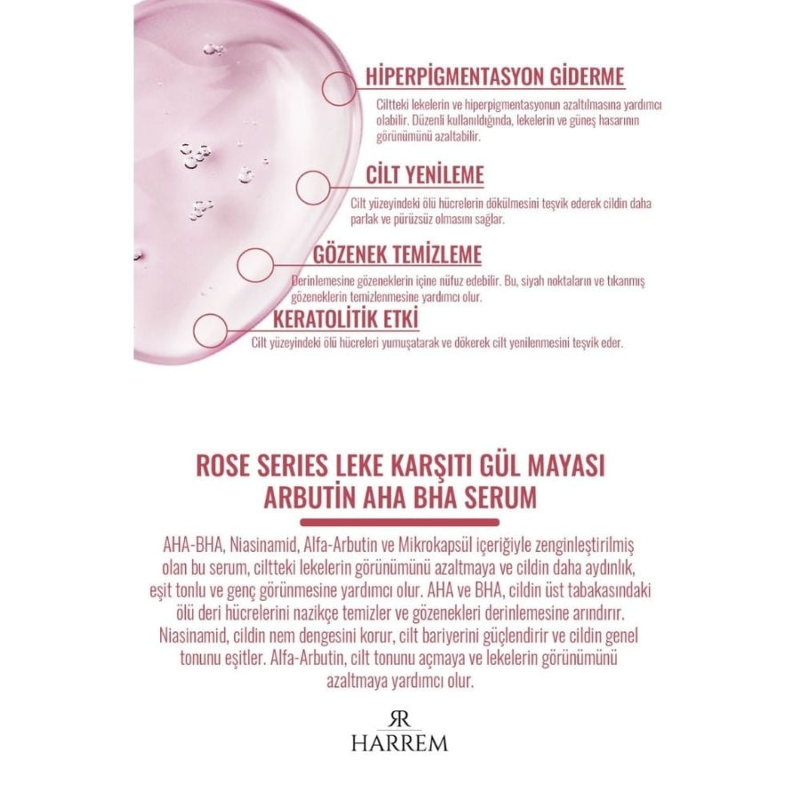 Harrem Rose Series Arbutin & AHA BHA Brightening Serum 30ml