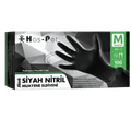 Haspet Black Nitrile Gloves Powder-Free Medium 100 Count