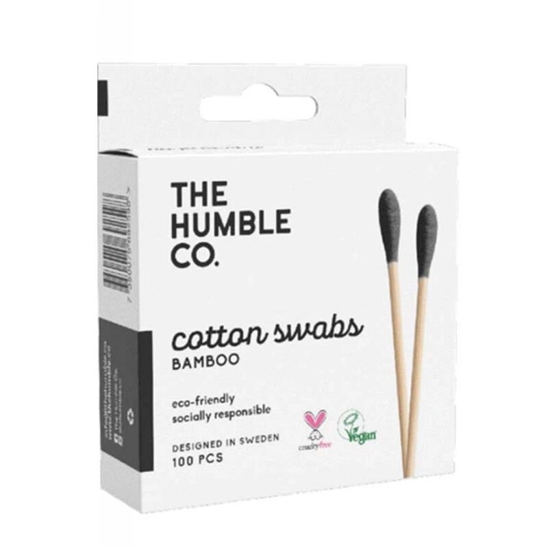 Humble Brush Bamboo Black Cotton Swabs Eco-Friendly 100 Count