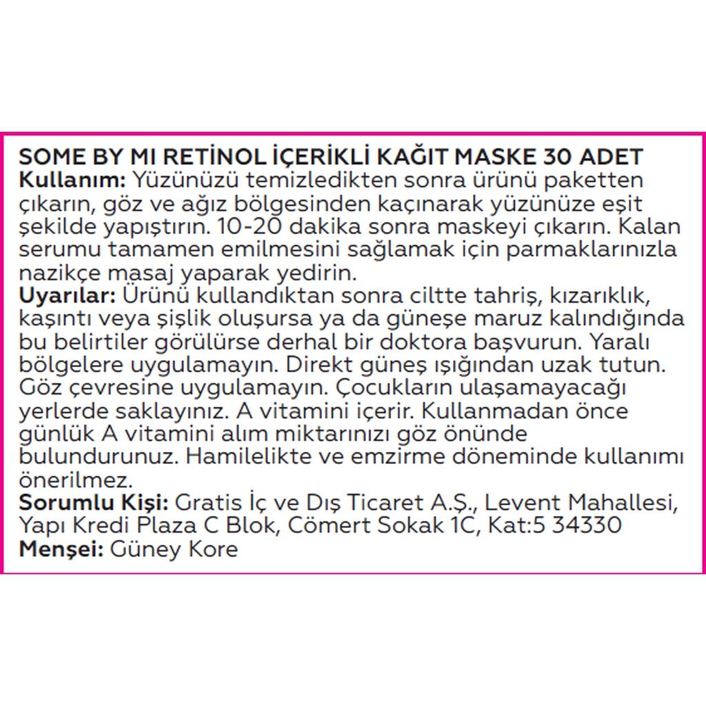 Some By Mi Retinol Intense Daily Mask for Smooth Skin 30 Sheets