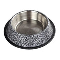 Oripet White Leopard Steel Pet Bowl with Non-Slip Base 16 oz