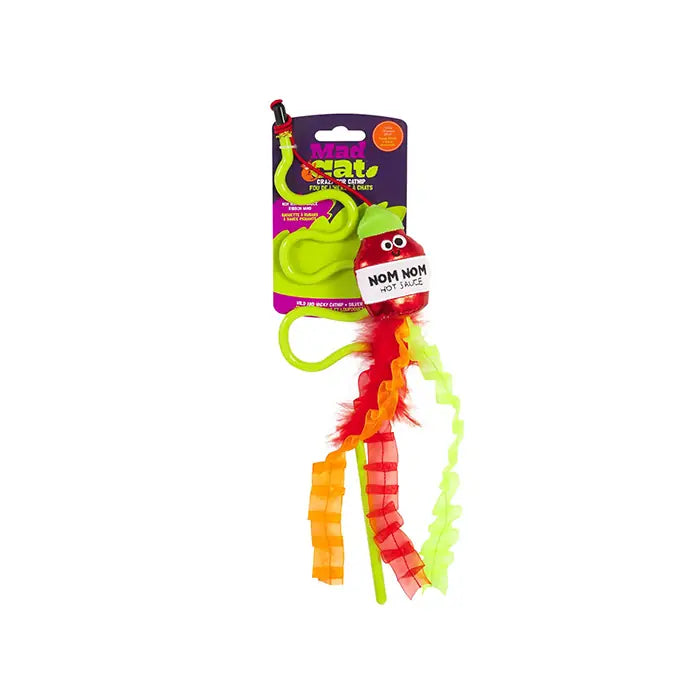 Mad Cat Nom Nom Catnip and Silvervine Teaser Wand Toy