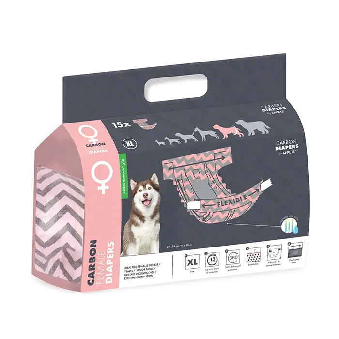 M-Pets Carbon Diapers for Female Dogs Odor Control XL 15 Count