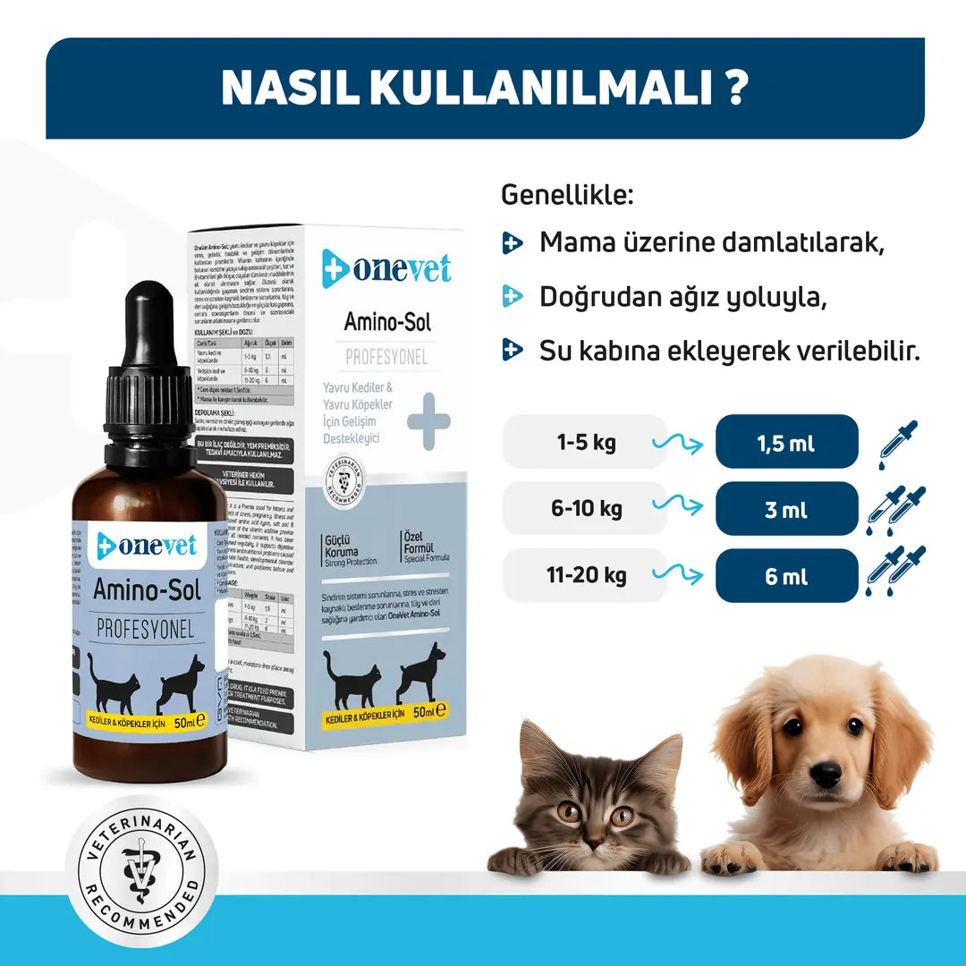 Onevet Amino-Sol Growth Support Drops for Puppies & Kittens 30ml