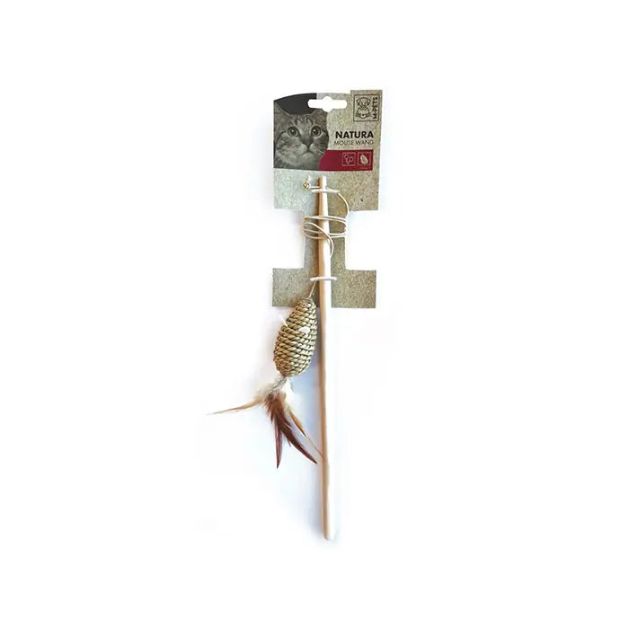 M-Pets Natura Mouse Wand Interactive Cat Toy 35cm