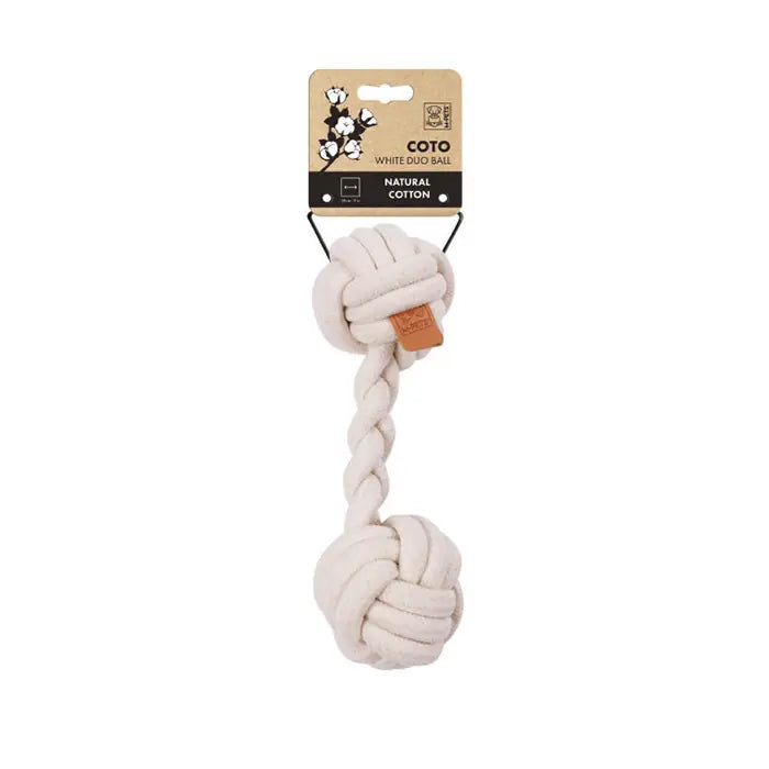 M-Pets Coto Duo Ball Braided Cotton Dog Toy White 28cm