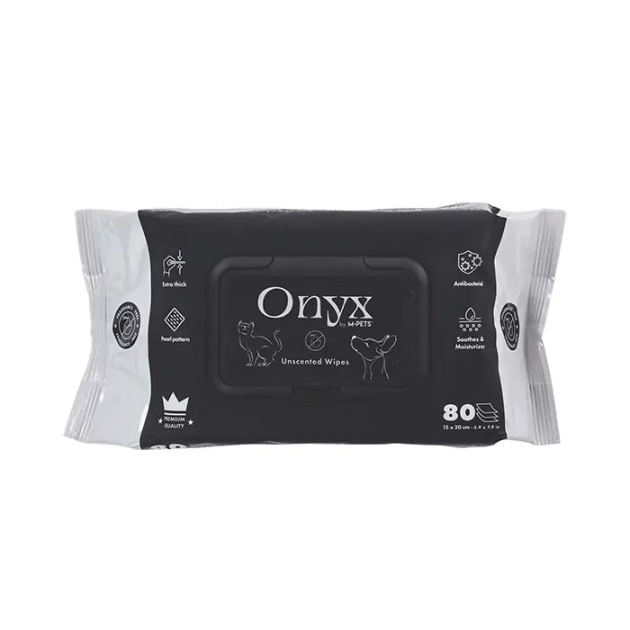 M-Pets Onyx Unscented Pet Cleaning Wipes for Cats & Dogs 80 Count
