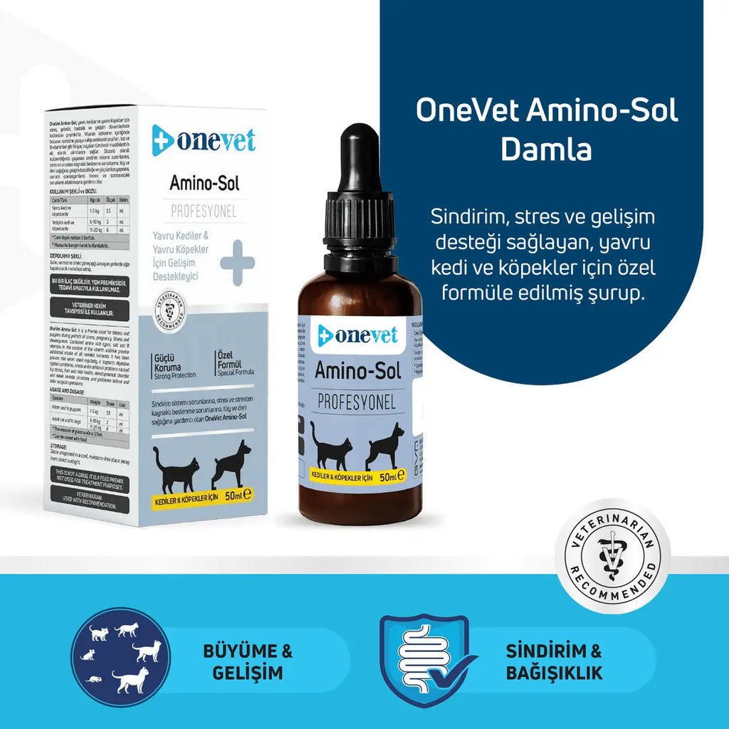 Onevet Amino-Sol Growth Support Drops for Puppies & Kittens 30ml