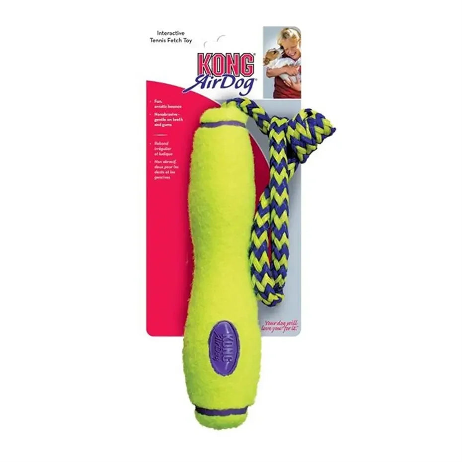 KONG AirDog Fetch Stick with Rope Squeaker Dog Toy Medium