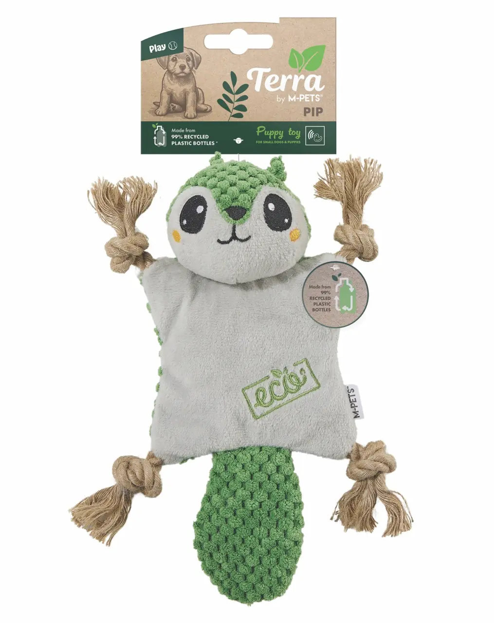 M-Pets Terra Eco Pip Plush Puppy Toy for Playtime