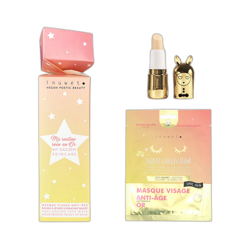 Inuwet Golden Skincare Cracker Face Mask & Lip Balm Set