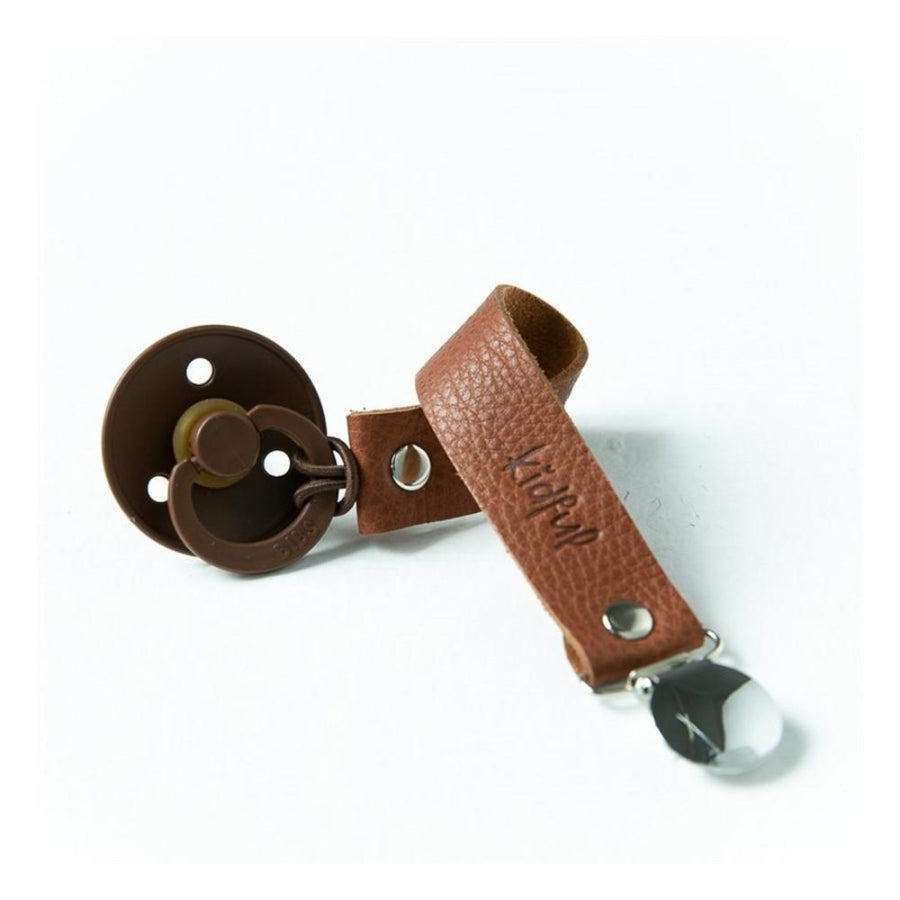 Kidful Vegetable Dyed Leather Pacifier Clip Ginger Bread 1 pc