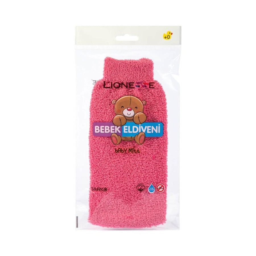 Lionesse Baby Bath Mitt Soft Cotton Cleaning Glove Pink