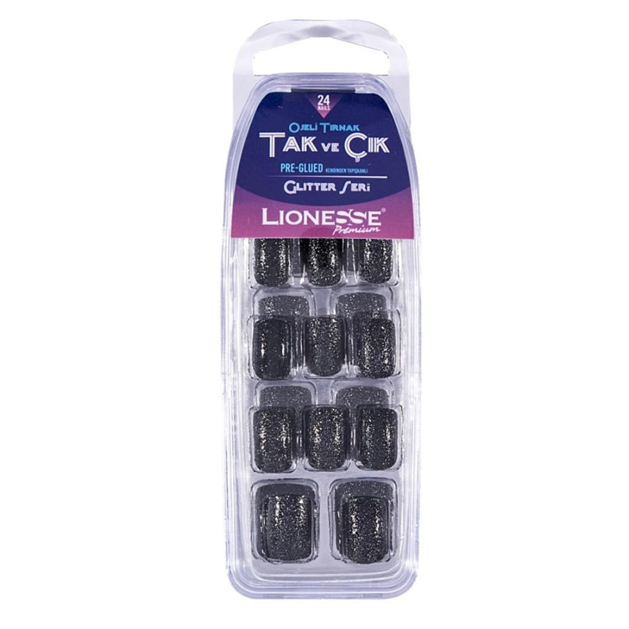Lionesse Glitter Series False Nails Sparkling Black 4432