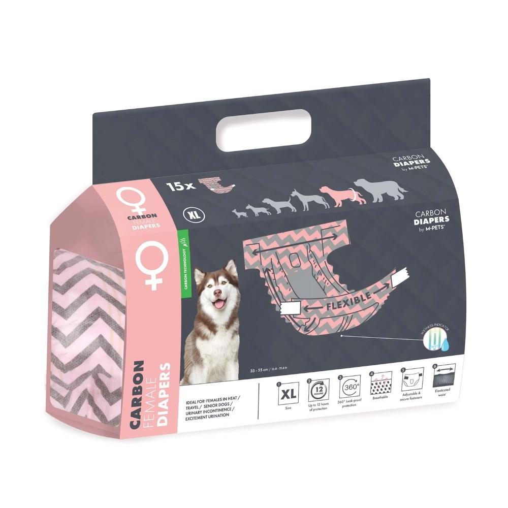 M-Pets Carbon Female Dog Diapers Odor Control XL 15 Count