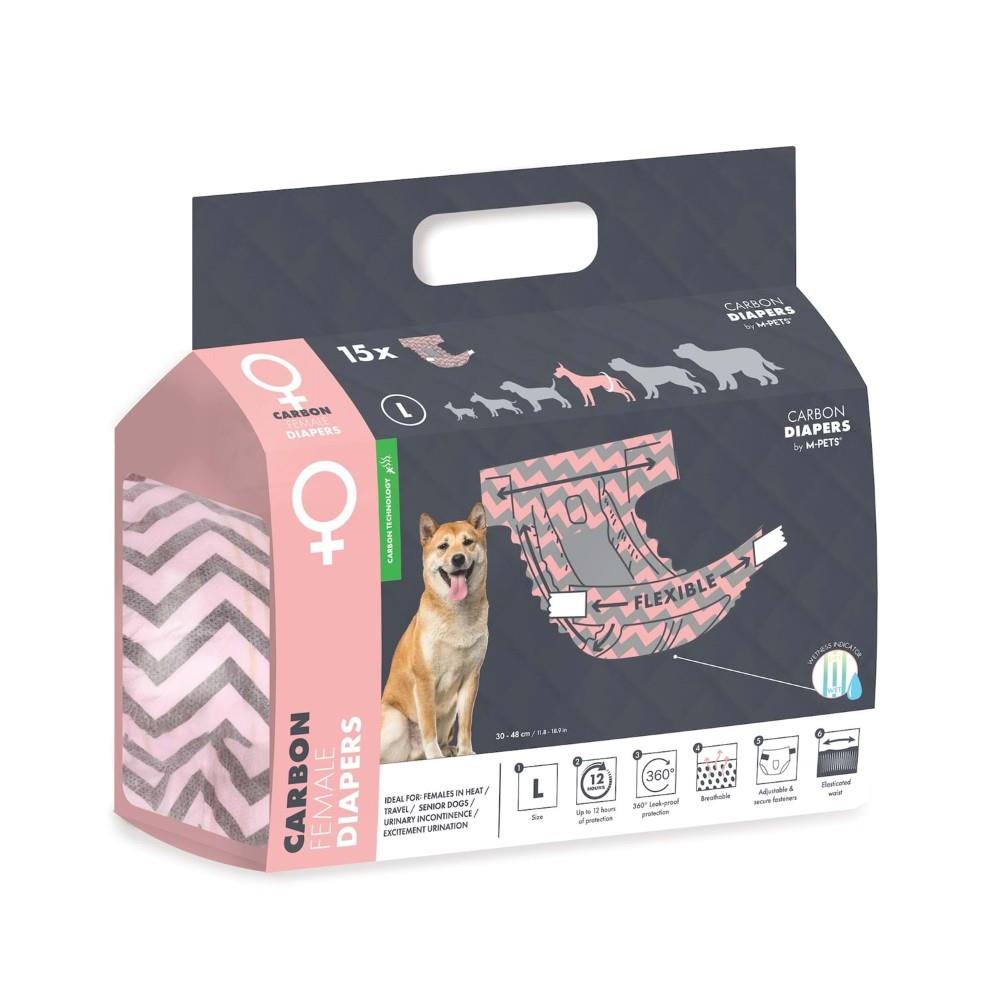 M-Pets Carbon Diapers for Female Dogs Large 15 Count