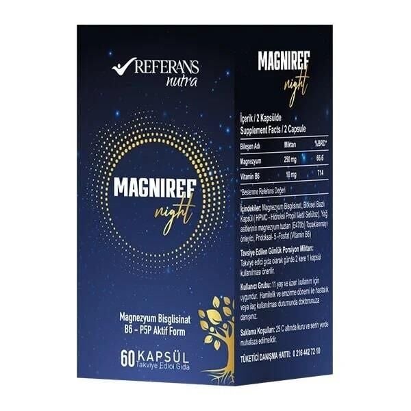 Referans Nutra Magniref Night Magnesium & B6 Supplement 60 Capsules