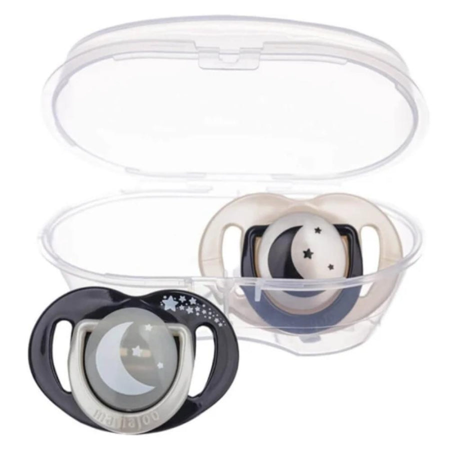 Mamajoo Black & Pearl Orthodontic Pacifiers with Case 6m+ 2 Pack