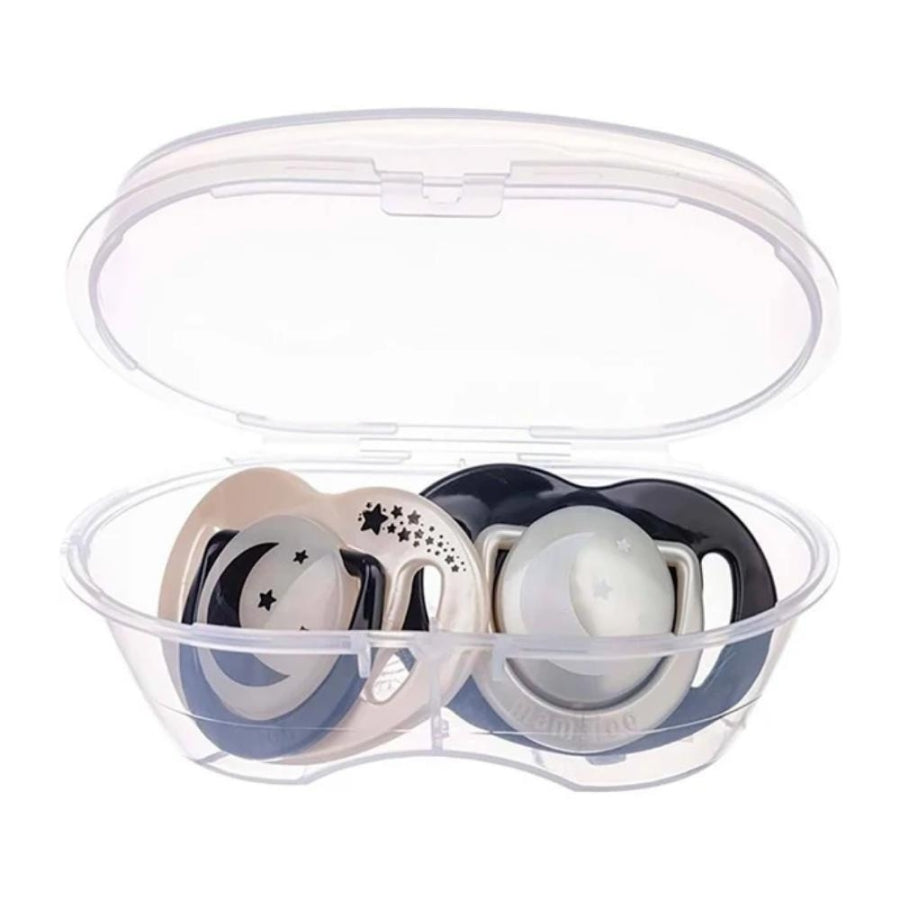 Mamajoo Black & Pearl Orthodontic Pacifier Duo with Case 6m+