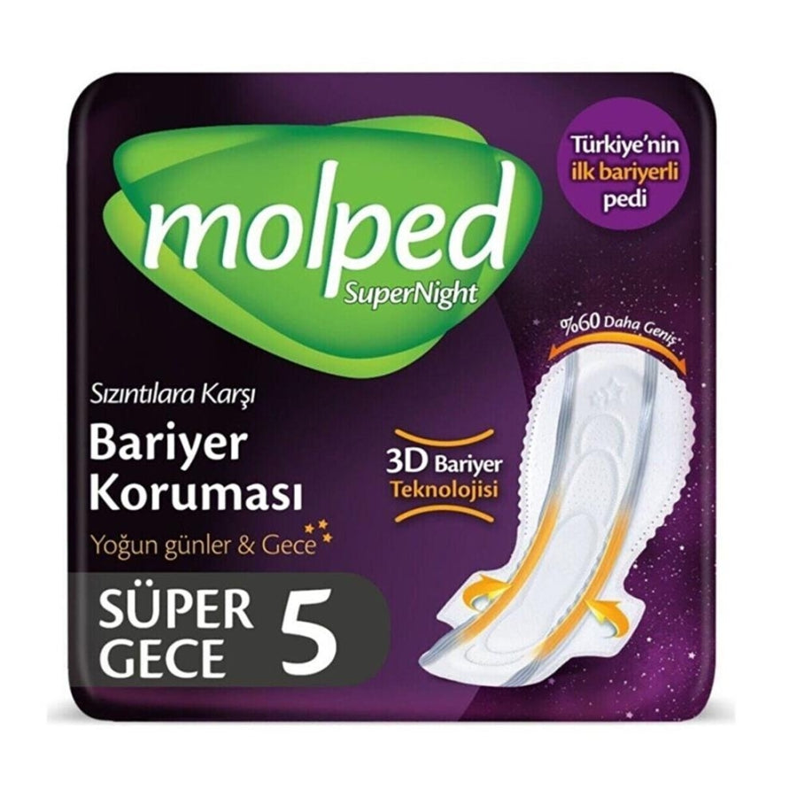 Molped Supernight Sanitary Pads for Maximum Protection 5 Count