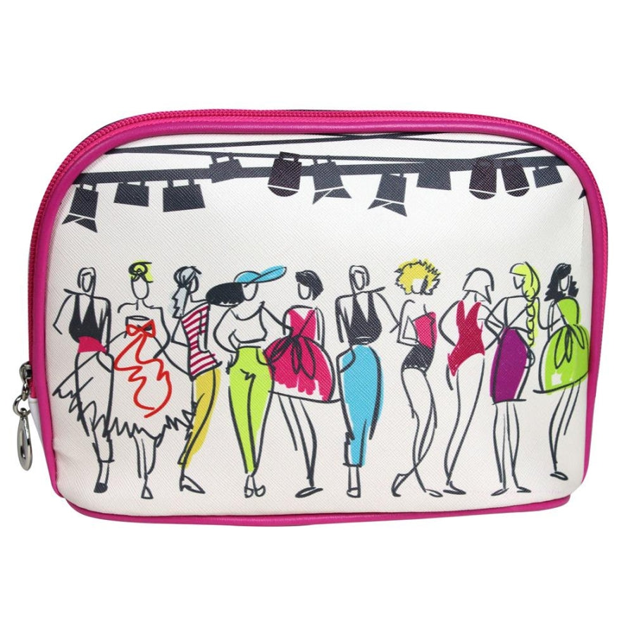 Nascita Cream Makeup Bag Stylish Patterned Travel Pouch