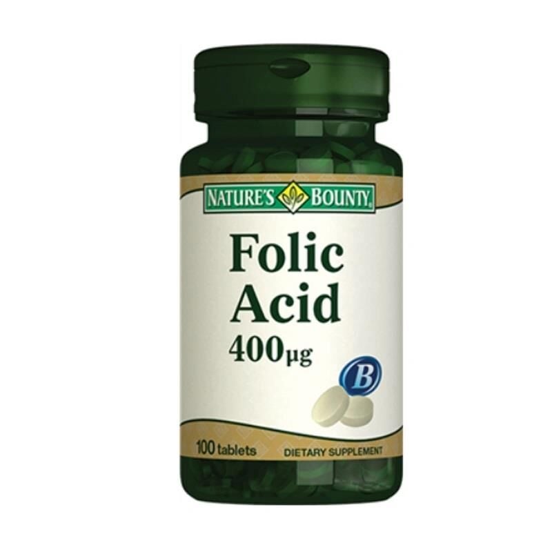 Nature's Bounty Folic Acid 400 mcg Dietary Supplement 100 Tablets