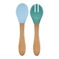 OiOi Mama Spoon and Fork Set Mineral Blue 2-Piece
