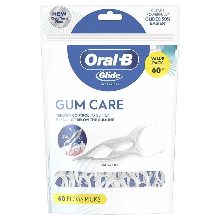 Oral-B Glide Gum Care Dental Floss Picks for Plaque Removal 60 Count