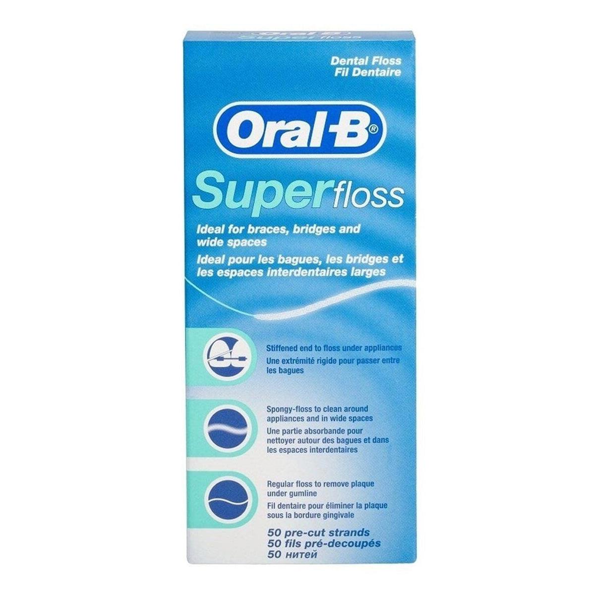 Oral B Super Floss Specialized Dental Floss for Braces 50 Count