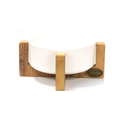 Ozark Ceramic Pet Bowl with Wooden Base for Food and Water 400 ml
