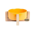 Ozark Mustard Ceramic Pet Bowl with Wooden Base 400 ml