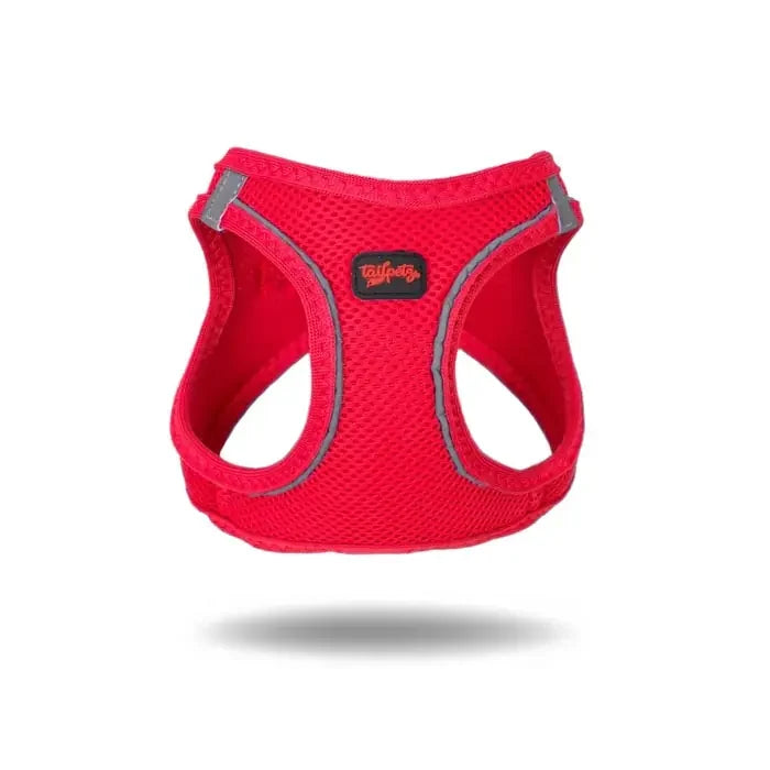 TailPetz Air-Mesh Dog Harness Breathable Comfort P.Red