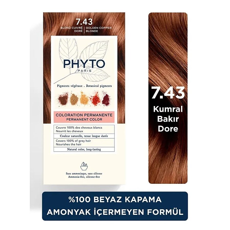 Phyto Phytocolor 7.43 Copper Golden Blonde Hair Dye 2 Pack