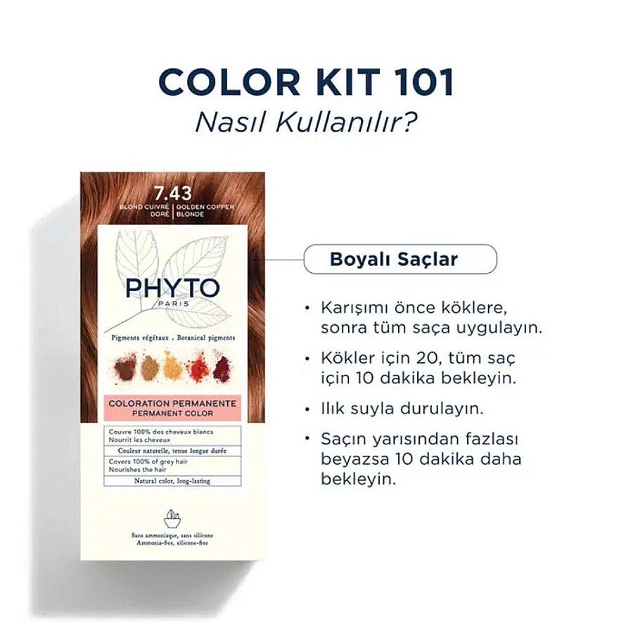Phyto Phytocolor 7.43 Copper Golden Blonde Hair Dye 2 Pack